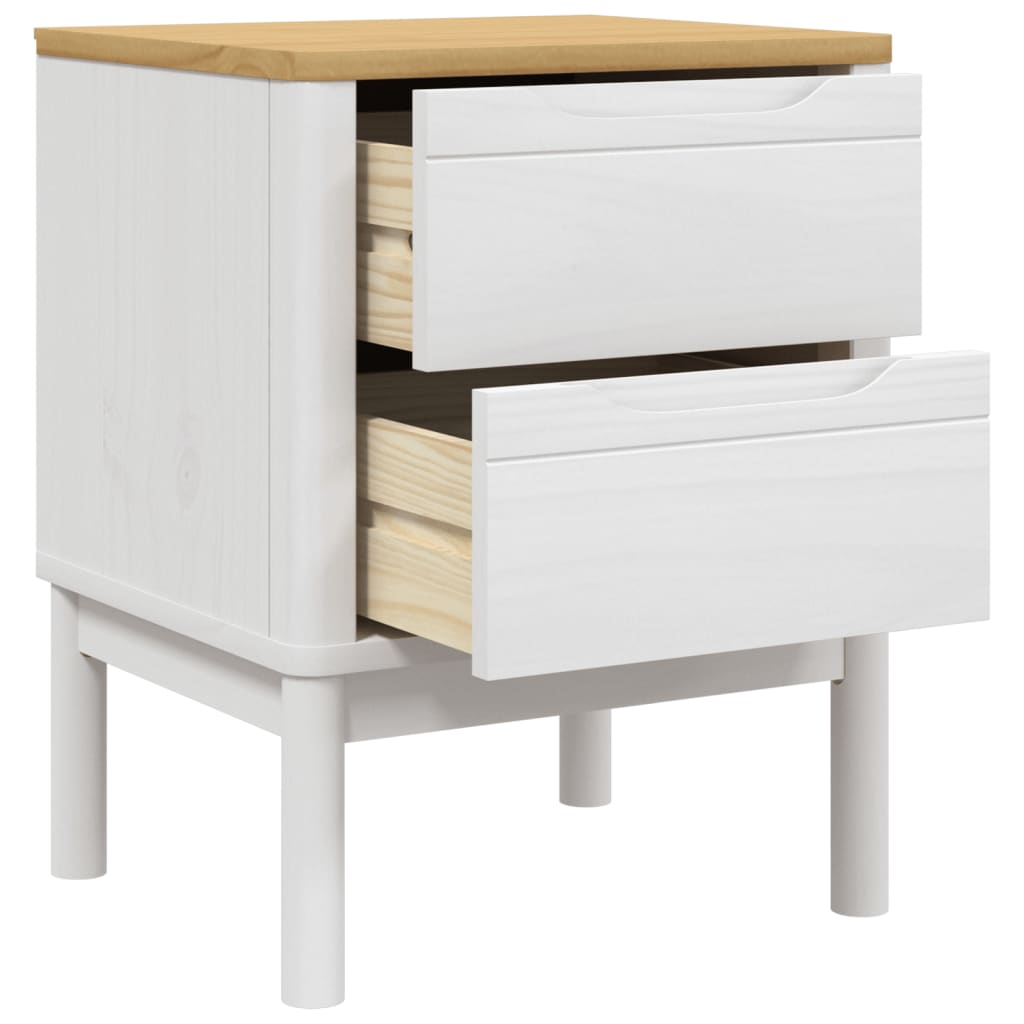 vidaXL Table de chevet FLORO blanc 45x39x57 cm bois de pin massif