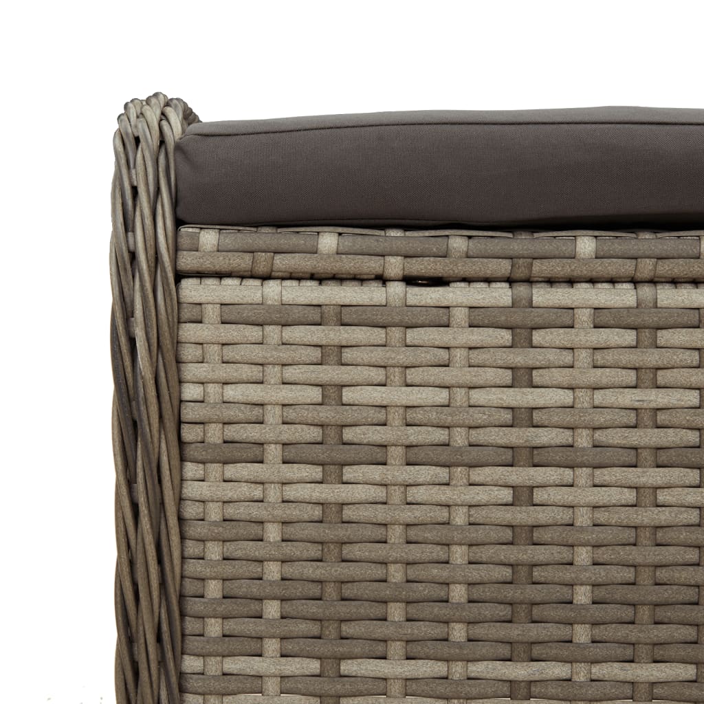 vidaXL Tabouret de jardin avec coussin gris 58x46x46 cm résine tressée