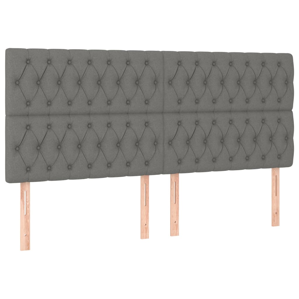 vidaXL Tête de lit à LED Gris foncé 200x7x118/128 cm Tissu