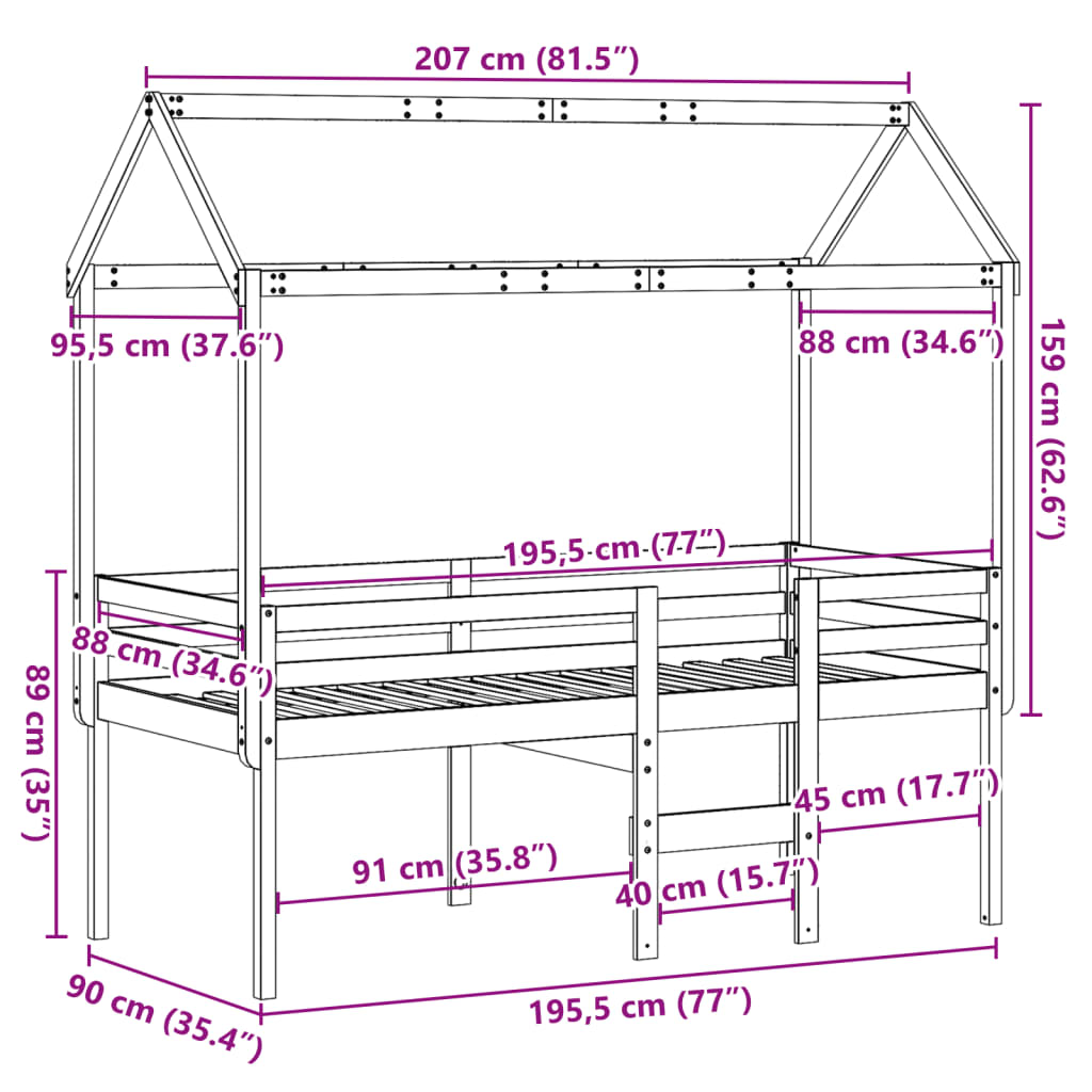 vidaXL Lit haut sans matelas cire marron 90x190 cm bois de pin massif