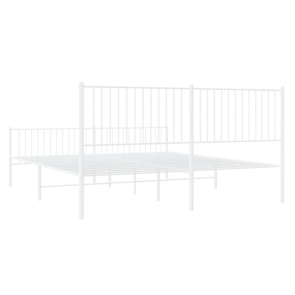 vidaXL Cadre de lit métal sans matelas et pied de lit blanc 193x203 cm