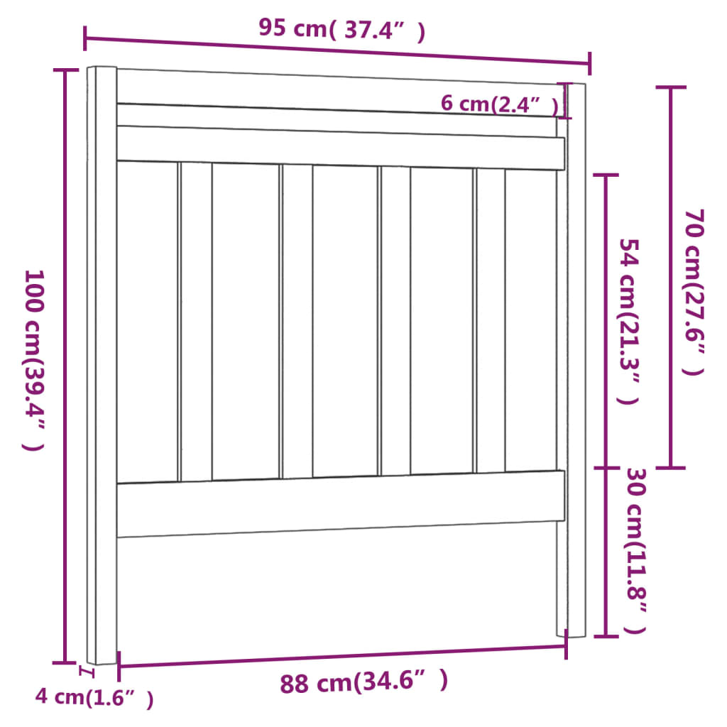 vidaXL Tête de lit 95x4x100 cm Bois massif de pin