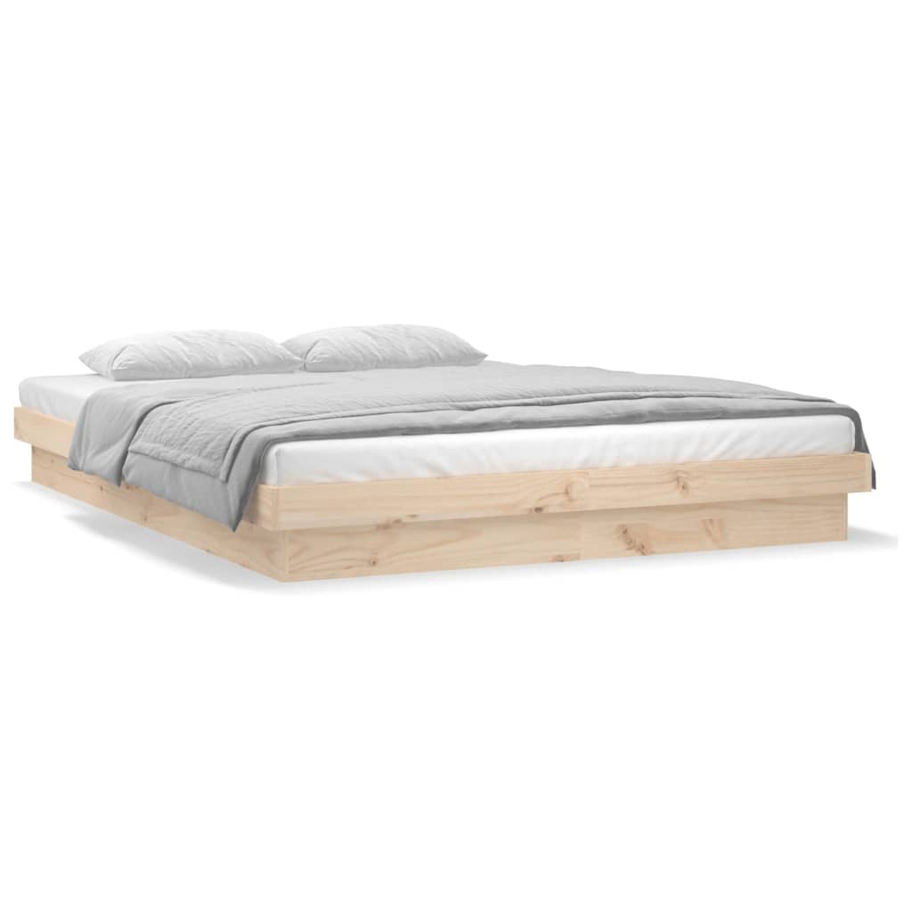 vidaXL Cadre de lit à LED sans matelas 140x200 cm bois massif