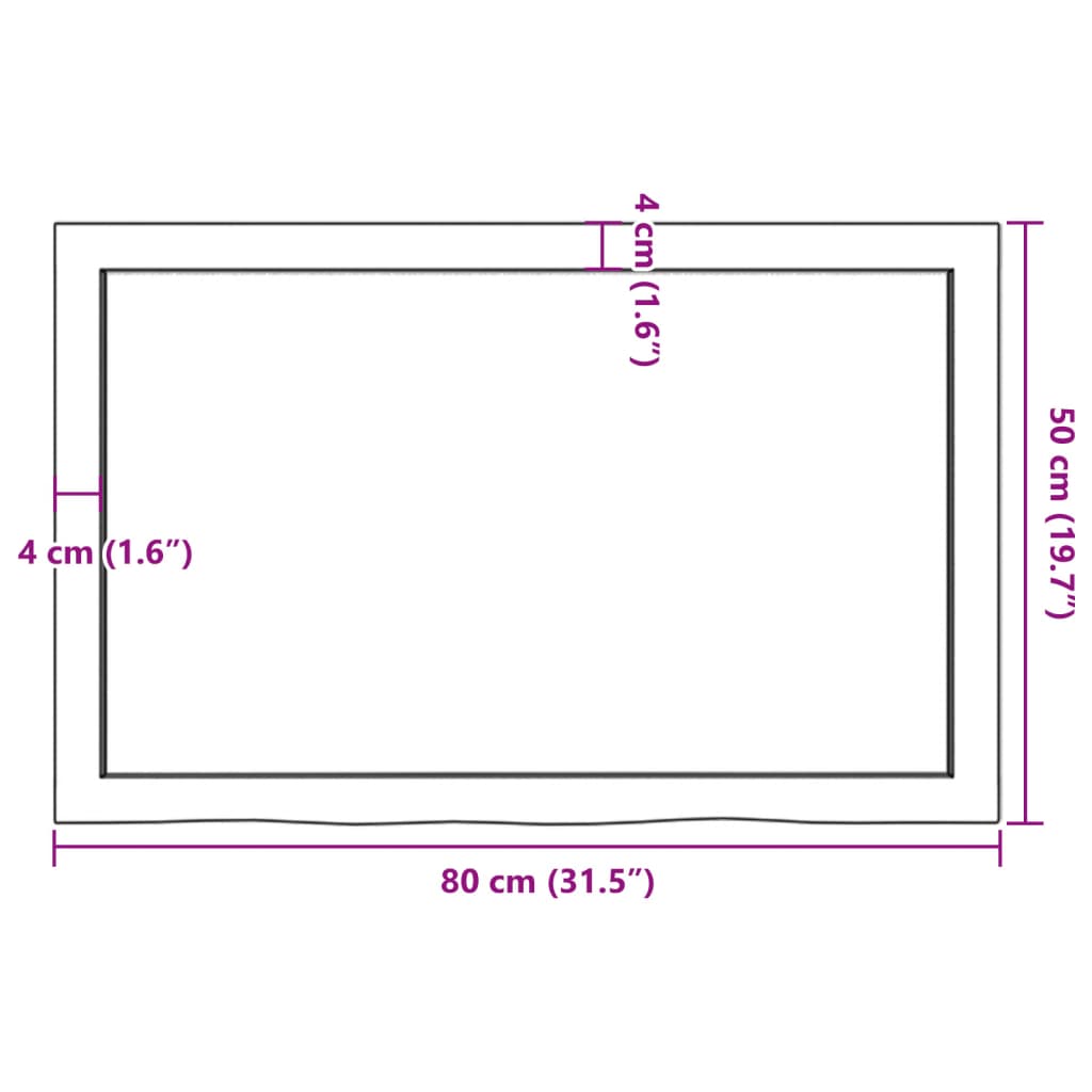 vidaXL Dessus de table 80x50x(2-6) cm bois de chêne massif non traité