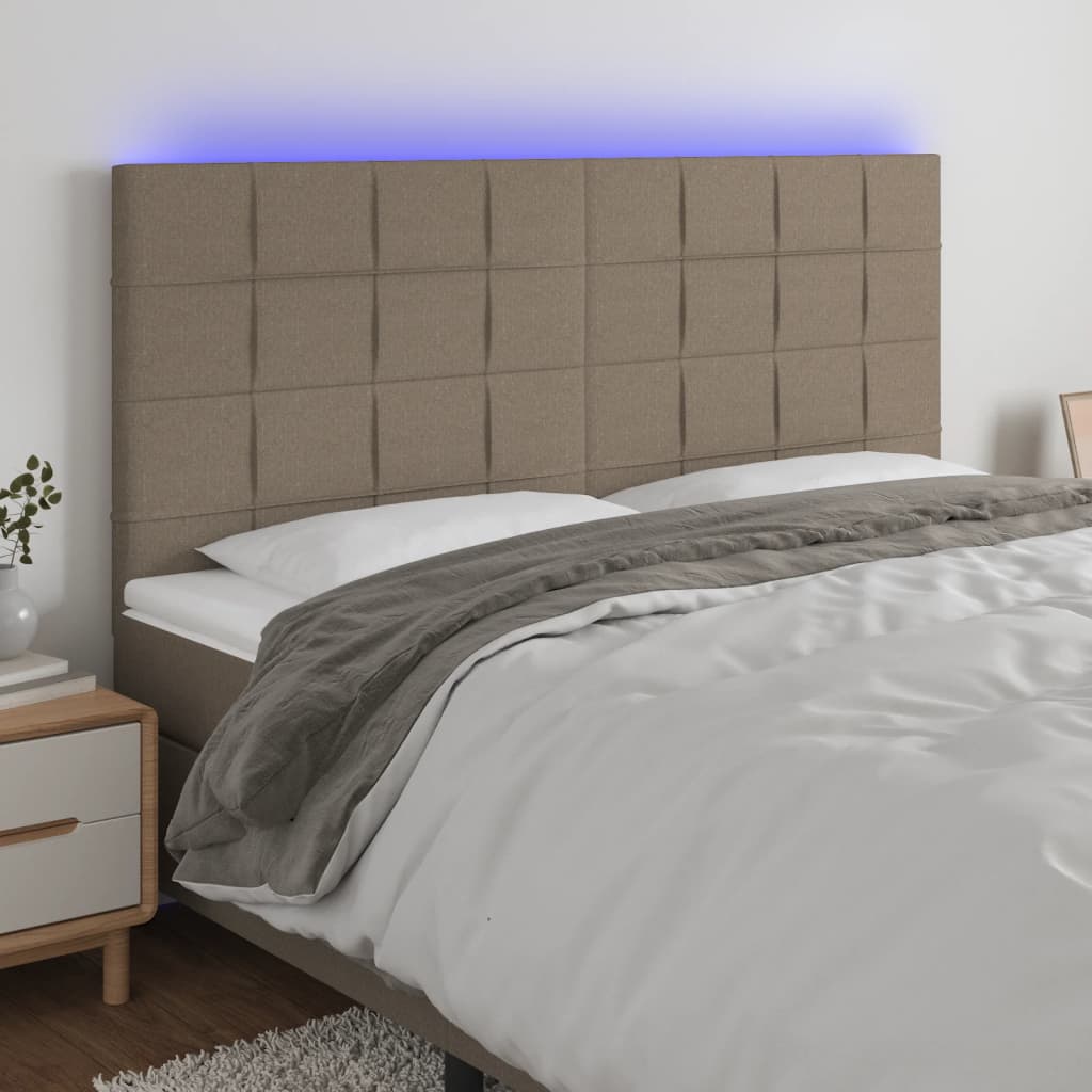 vidaXL Tête de lit à LED Taupe 160x5x118/128 cm Tissu