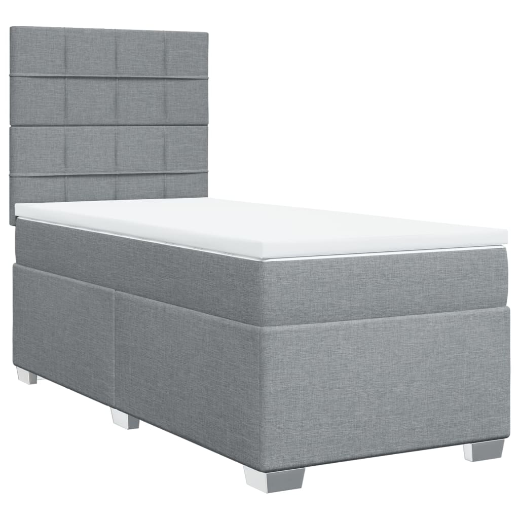 vidaXL Sommier à lattes de lit avec matelas Gris clair 100x200cm Tissu