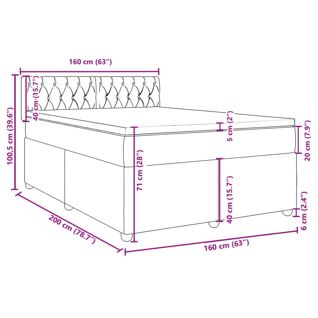 vidaXL Sommier à lattes de lit avec matelas Bleu 160x200 cm Tissu