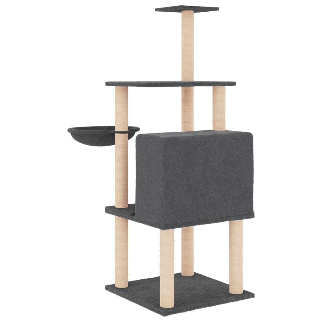 vidaXL Arbre à chat avec griffoirs en sisal gris foncé 132 cm