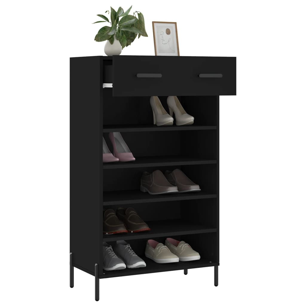 vidaXL Armoire à chaussures noir 60x35x105 cm bois d'ingénierie