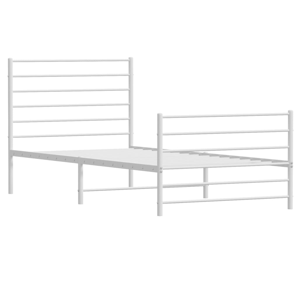 vidaXL Cadre de lit métal sans matelas et pied de lit blanc 100x190 cm