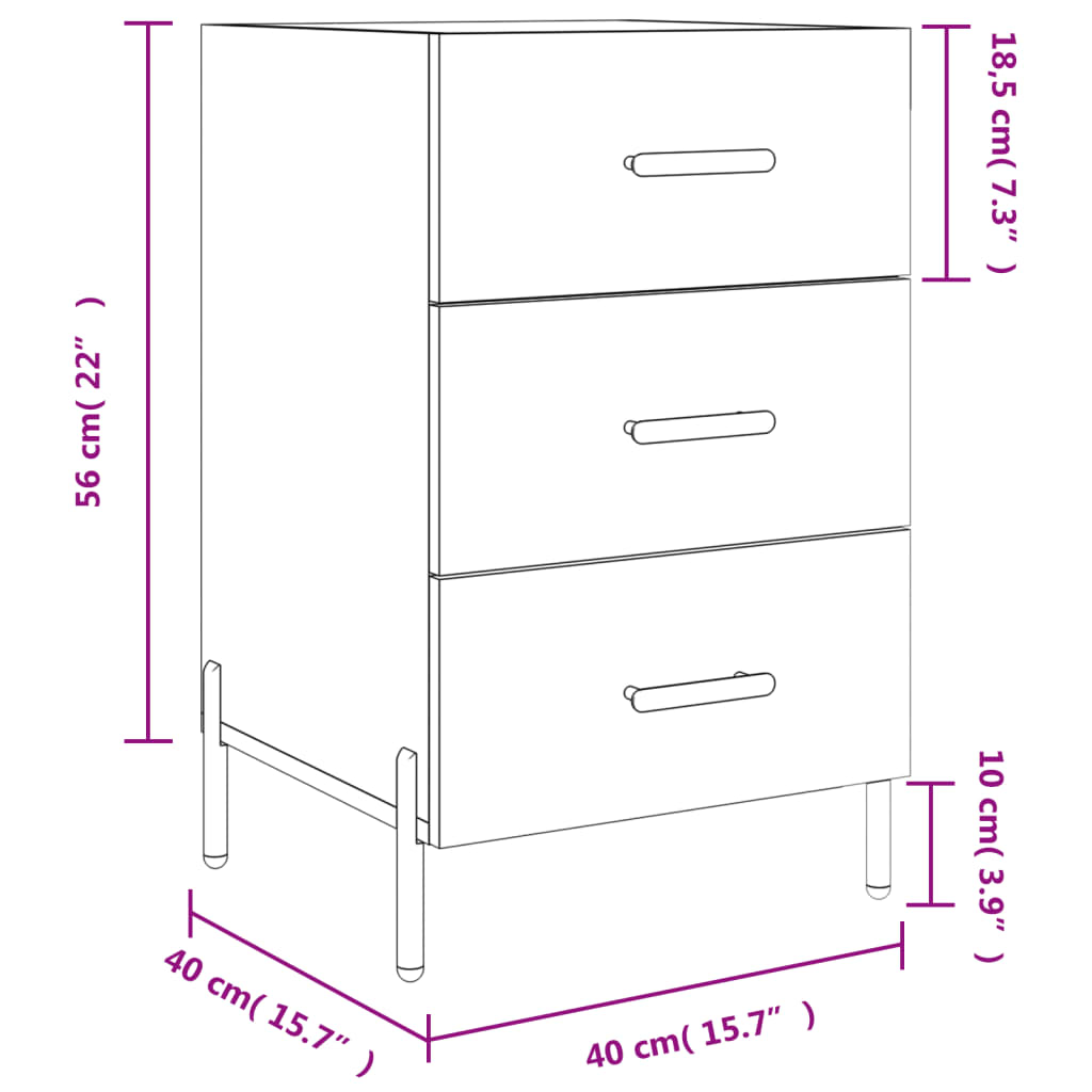 vidaXL Table de chevet blanc brillant 40x40x66 cm bois d'ingénierie