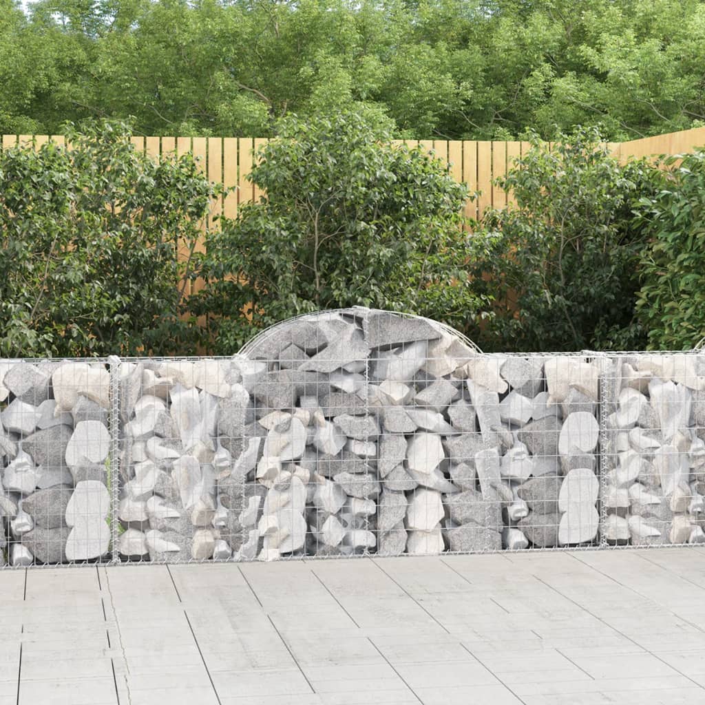 vidaXL Paniers à gabions arqués 3 pcs 200x30x80/100 cm Fer galvanisé