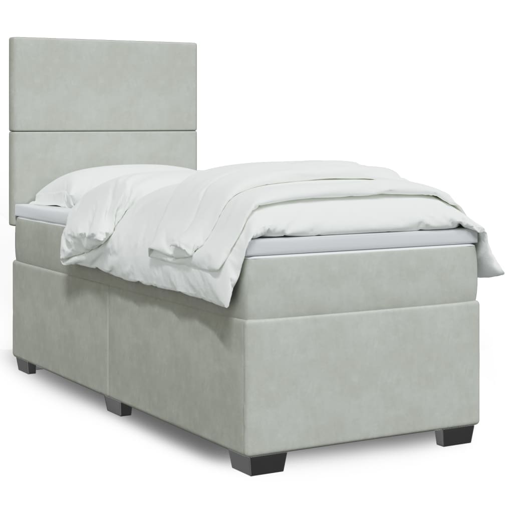 vidaXL Sommier à lattes de lit et matelas Gris clair 90x200 cm Velours