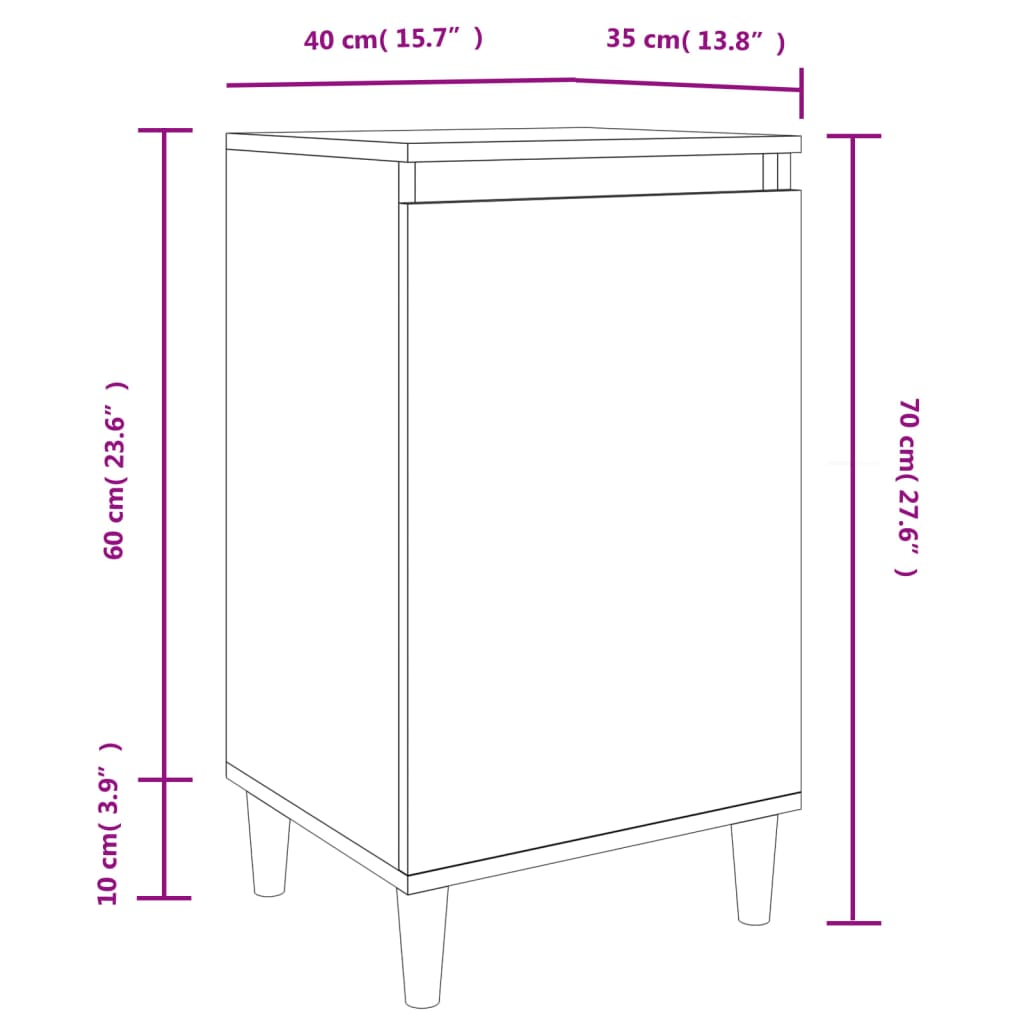 vidaXL Tables de chevet 2pcs chêne sonoma 40x35x70cm bois d'ingénierie