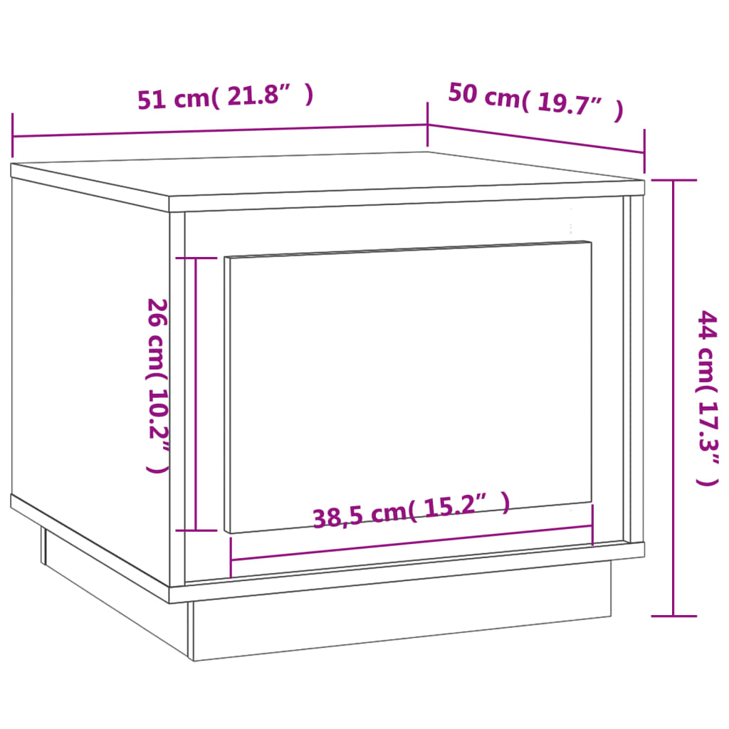 vidaXL Table basse sonoma gris 51x50x44 cm bois d'ingénierie