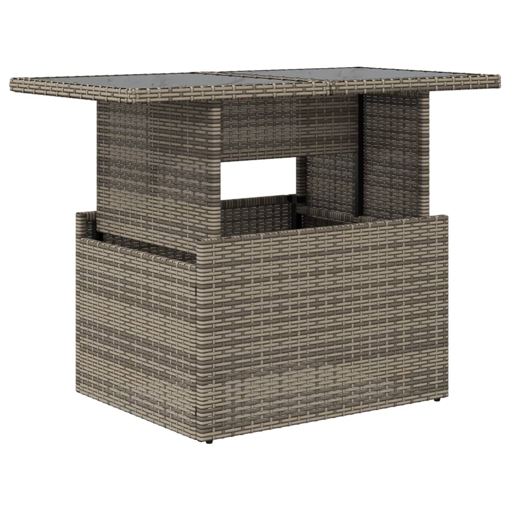 vidaXL Table de jardin dessus en verre gris 100x55x73cm résine tressée