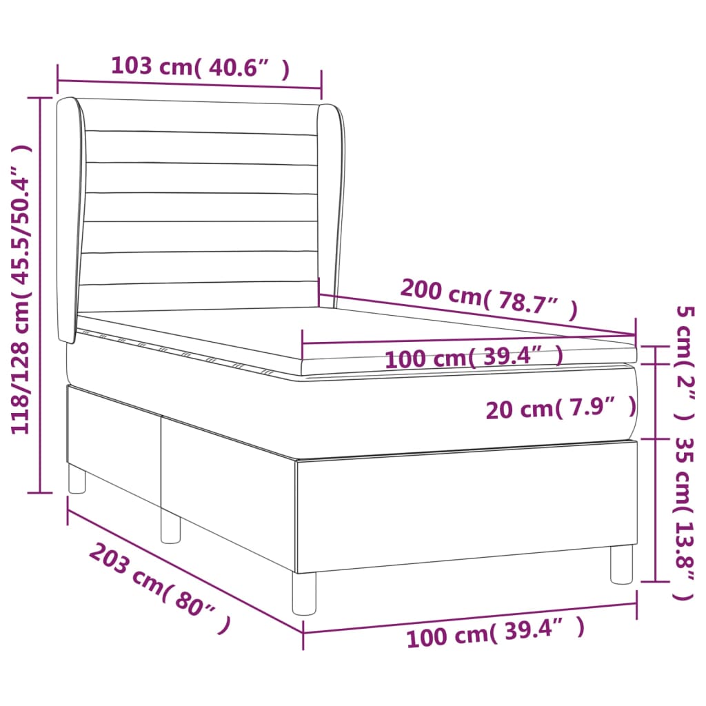 vidaXL Sommier à lattes de lit avec matelas Gris foncé 100x200 cm