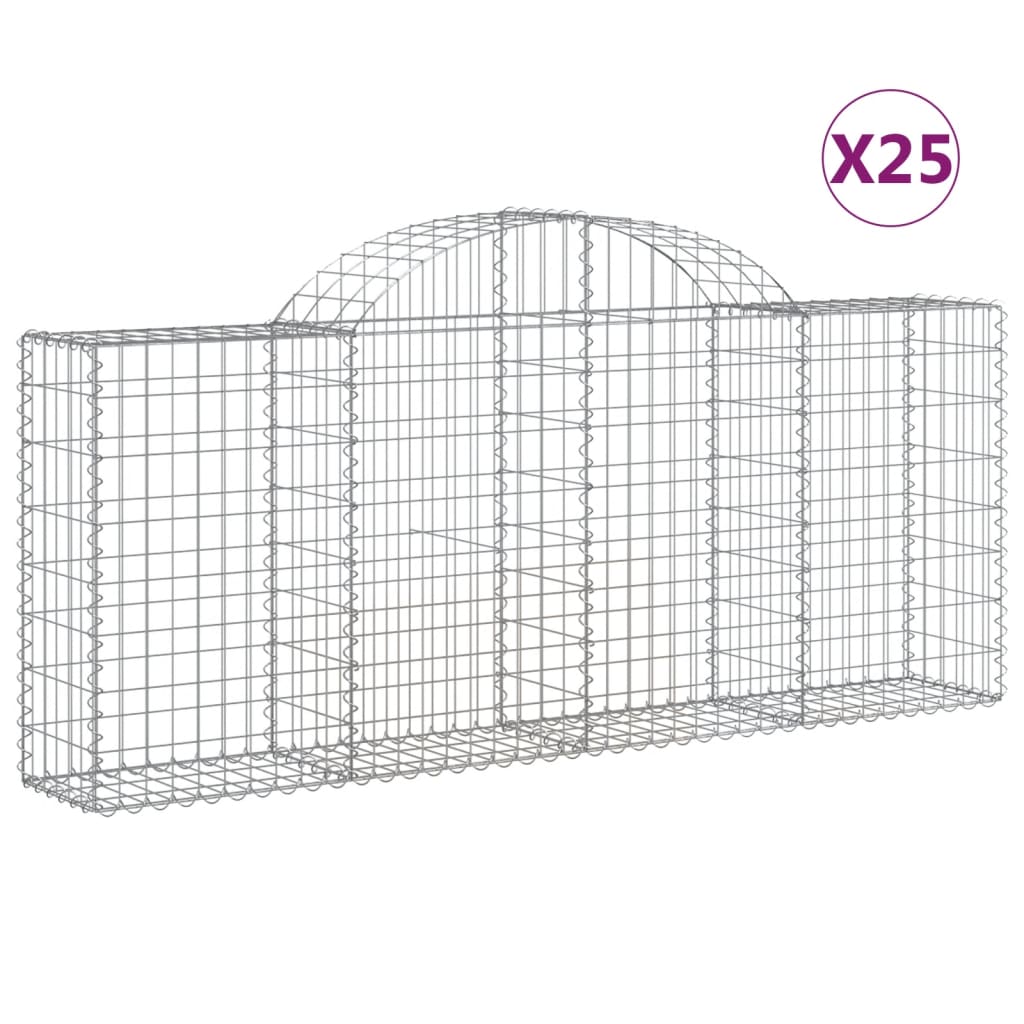 vidaXL Paniers à gabions arqués 25 pcs 200x30x80/100 cm Fer galvanisé