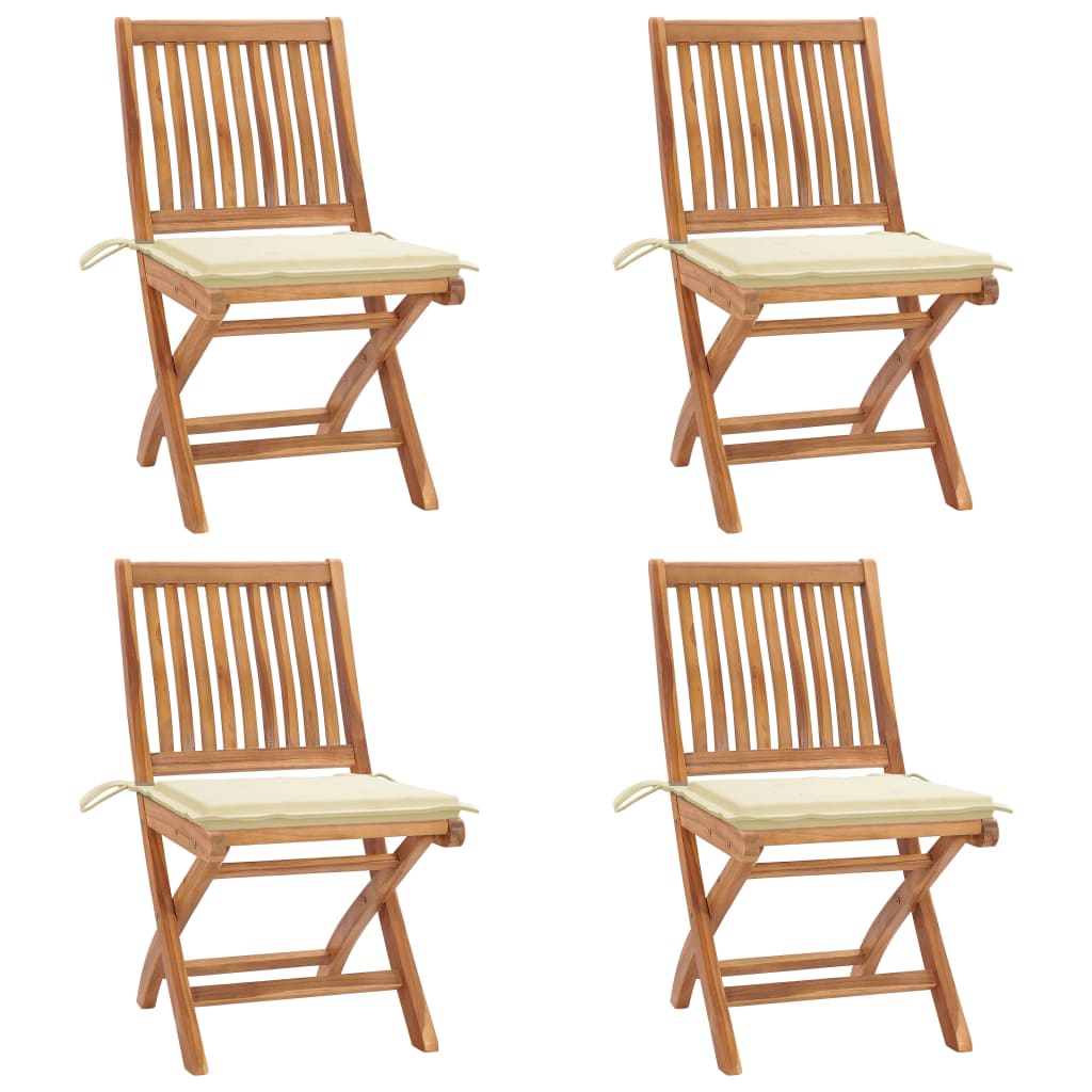 vidaXL Chaises pliables de jardin avec coussins lot de 4 Teck solide