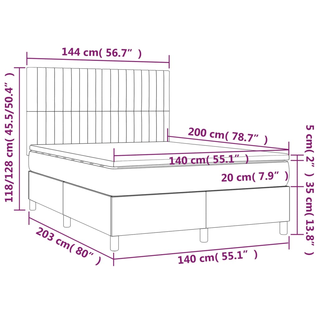 vidaXL Sommier à lattes de lit matelas et LED Marron foncé 140x200 cm