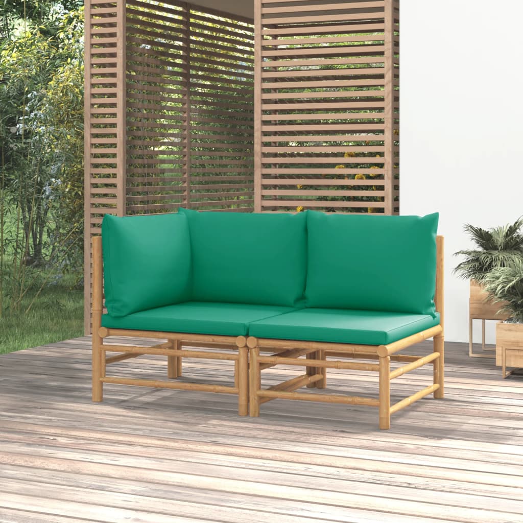 vidaXL Salon de jardin 2 pcs avec coussins vert bambou