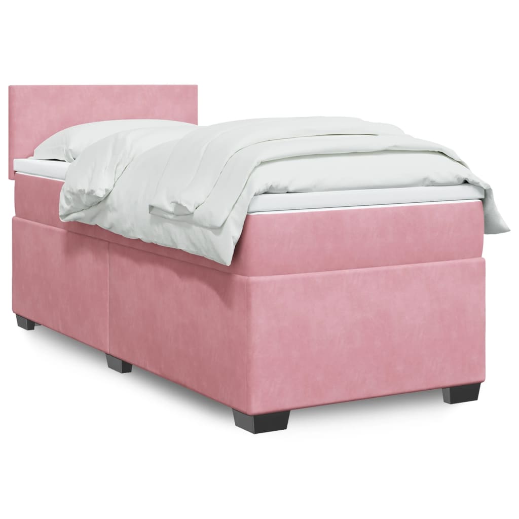 vidaXL Sommier à lattes de lit avec matelas Rose 100x200 cm Velours