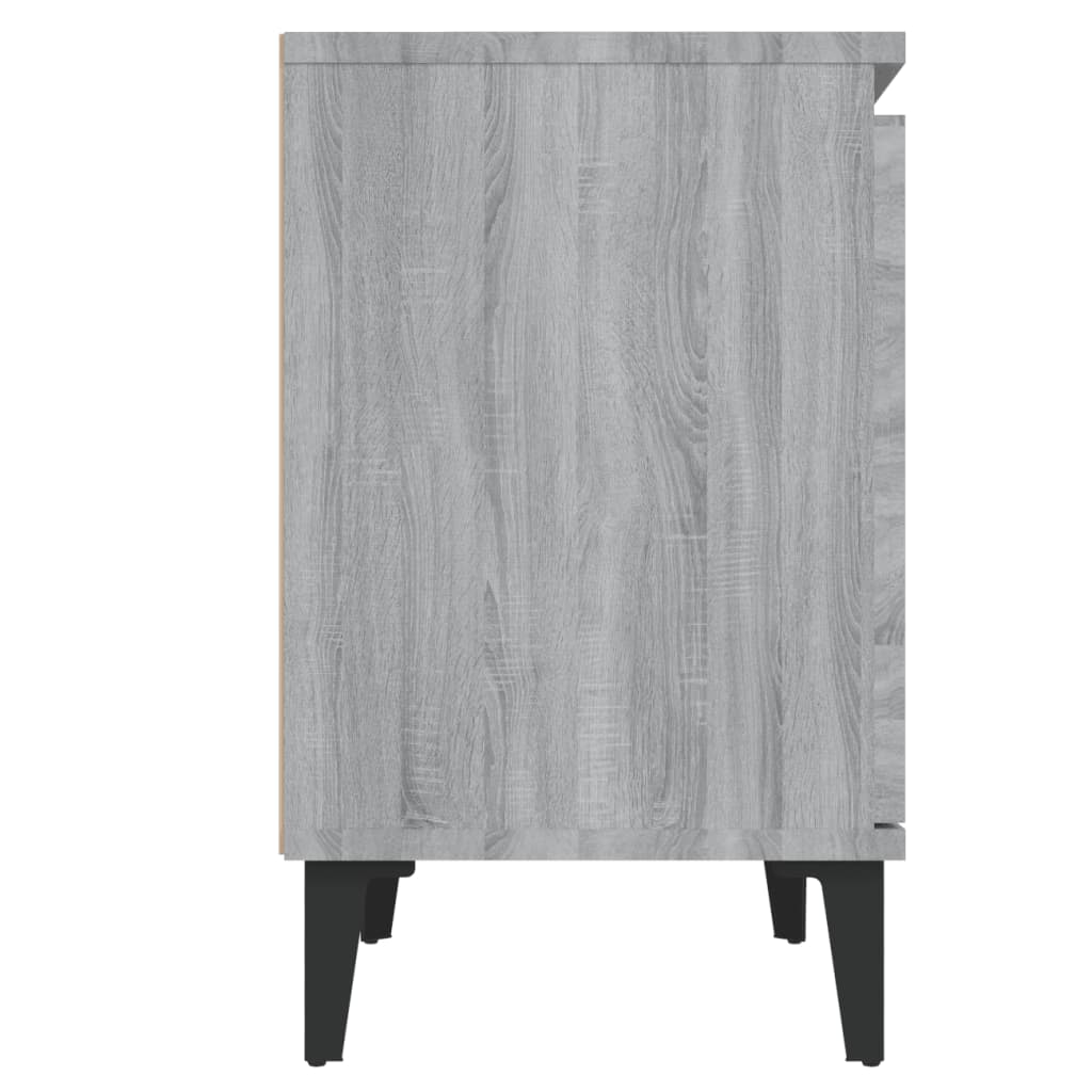 vidaXL Table de chevet avec pieds en métal Sonoma gris 40x30x50 cm