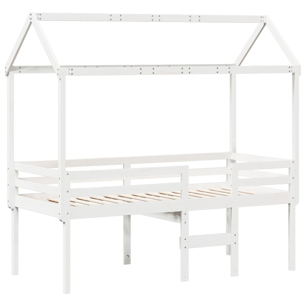 vidaXL Lit haut avec toit blanc 75x190 cm bois de pin massif