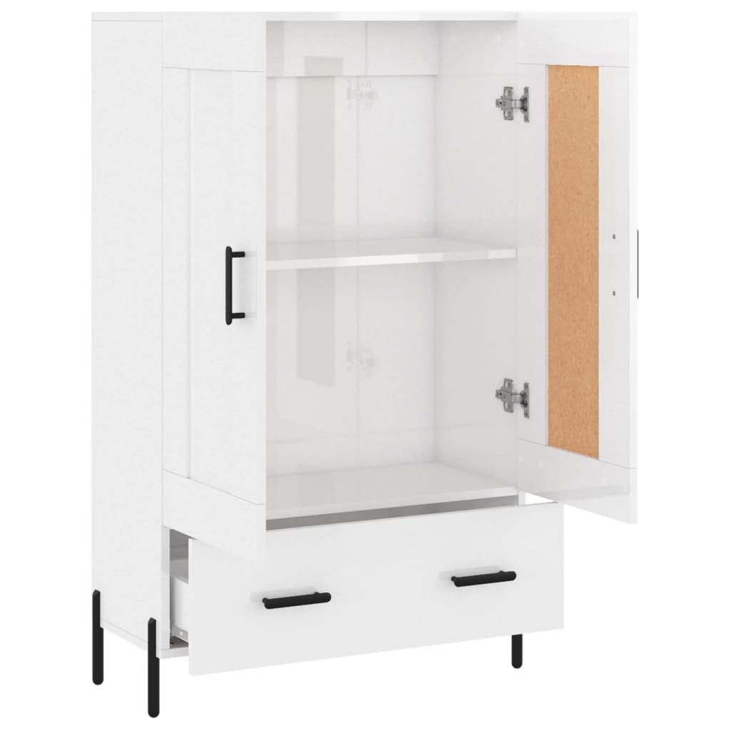 vidaXL Buffet haut blanc brillant 69,5x31x115 cm bois d'ingénierie