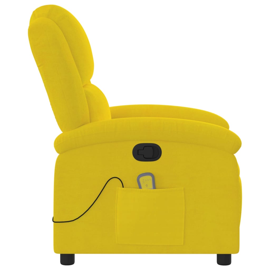 vidaXL Fauteuil de massage inclinable jaune velours