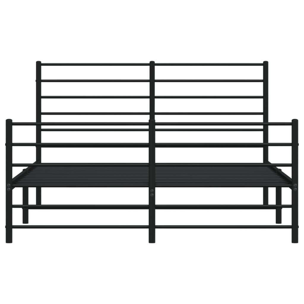 vidaXL Cadre de lit métal sans matelas avec pied de lit noir 150x200cm