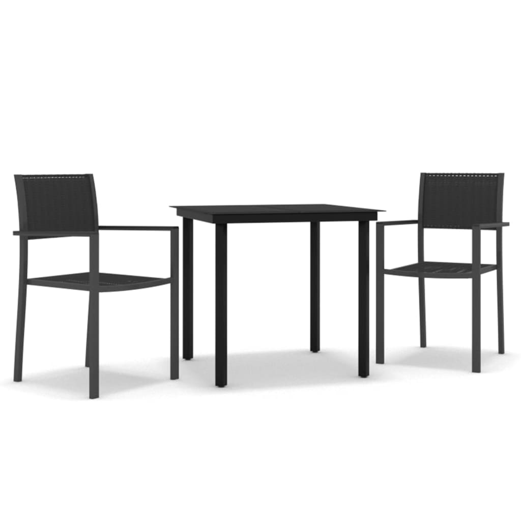 vidaXL Ensemble à manger de jardin 3 pcs Noir