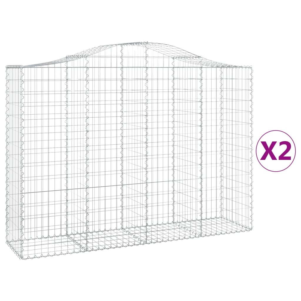 vidaXL Paniers à gabions arqués 2 pcs 200x50x140/160 cm Fer galvanisé