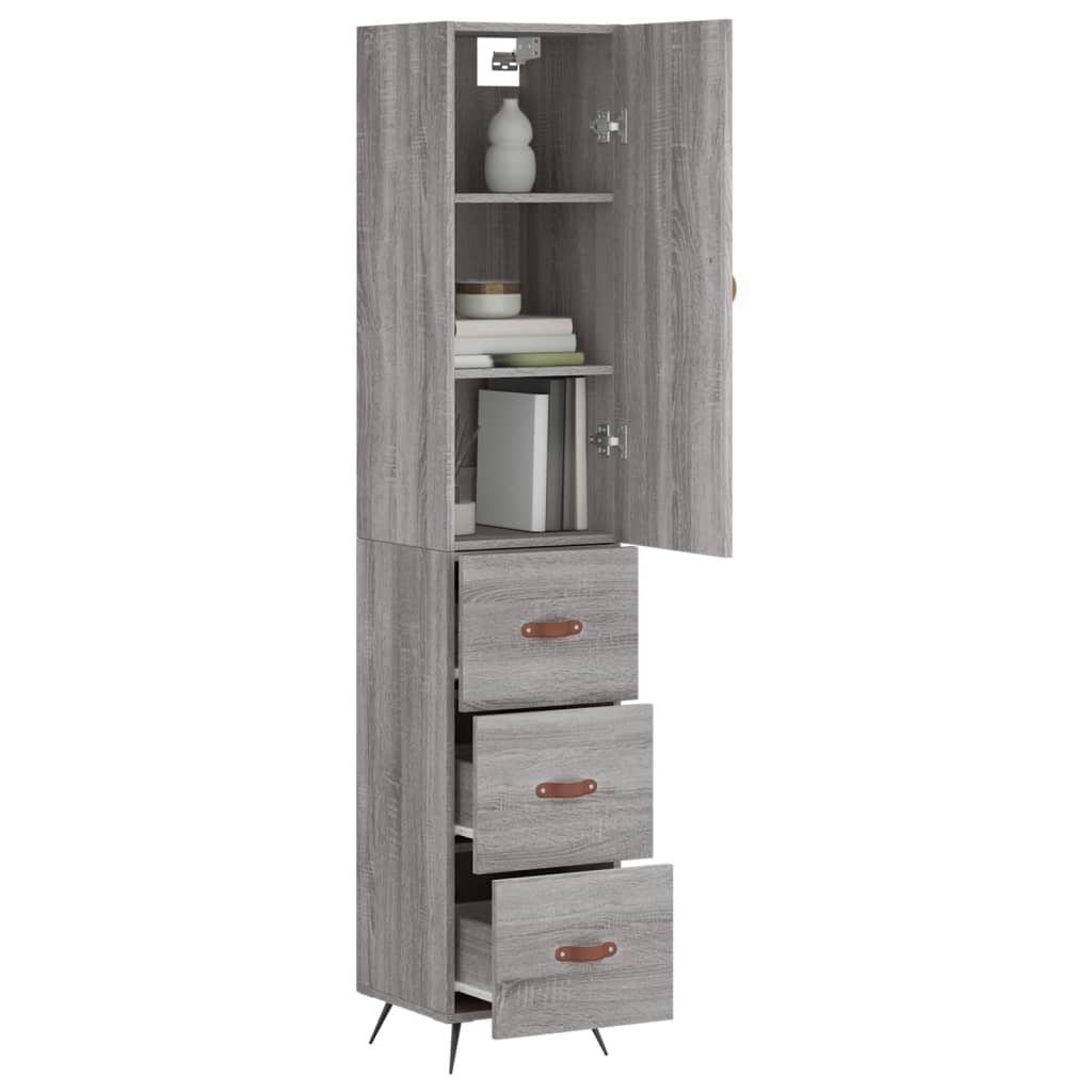 vidaXL Buffet haut Sonoma gris 34,5x34x180 cm Bois d'ingénierie