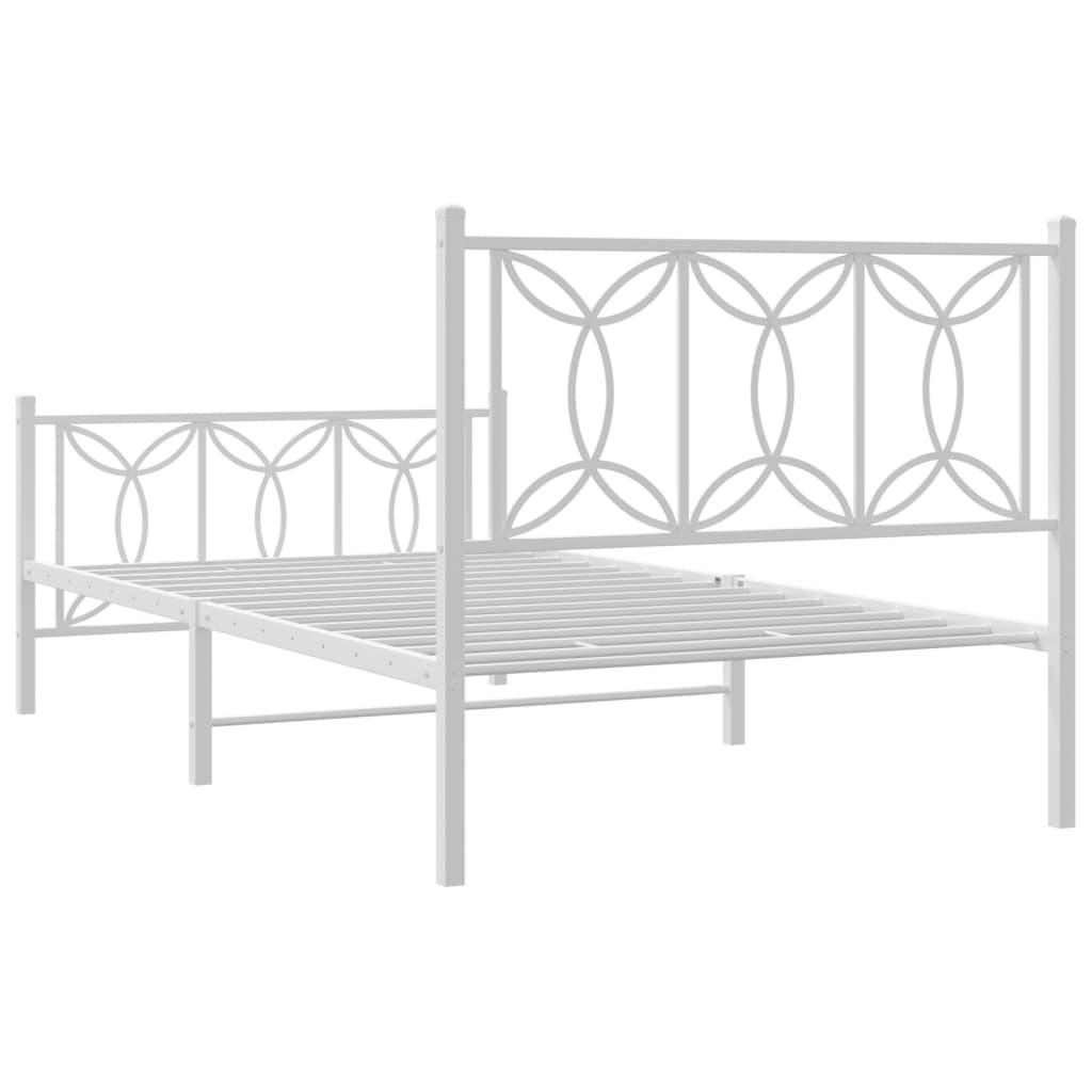 vidaXL Cadre de lit métal sans matelas et pied de lit blanc 100x200 cm