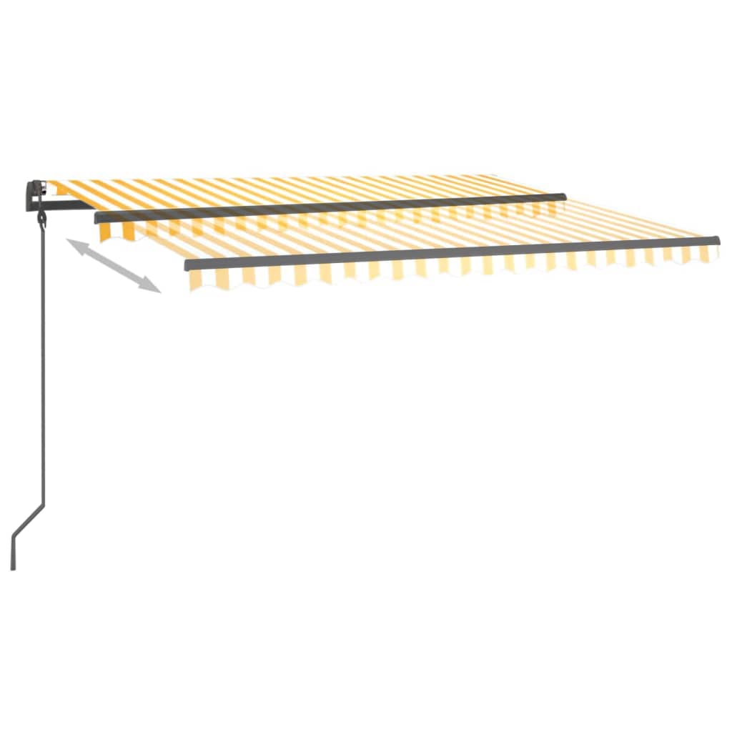 vidaXL Auvent automatique avec capteur de vent LED 4x3m Jaune et blanc