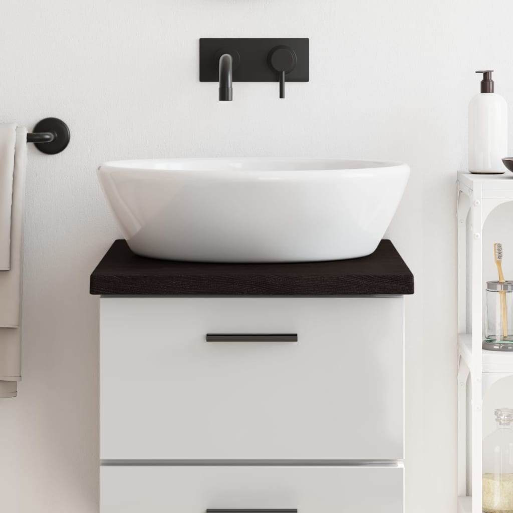 vidaXL Comptoir de salle de bain marron foncé bois massif traité