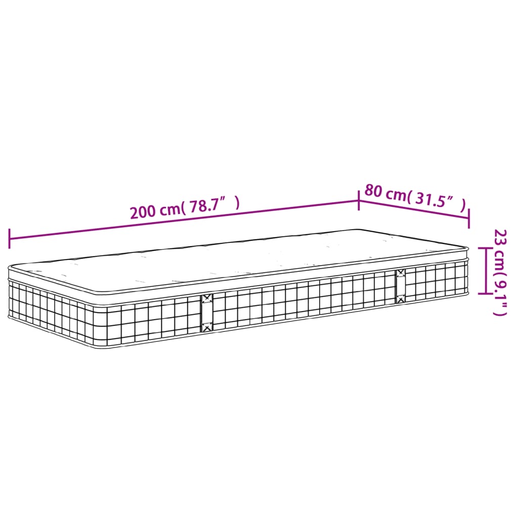 vidaXL Matelas à ressorts bonnell moyen 80x200 cm