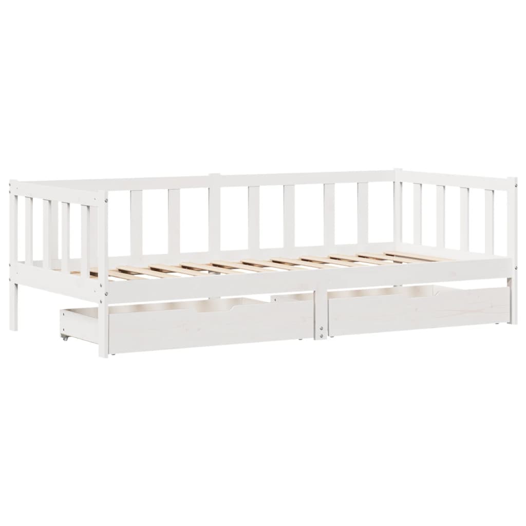 vidaXL Lit de jour avec tiroirs blanc 90x190 cm bois de pin massif