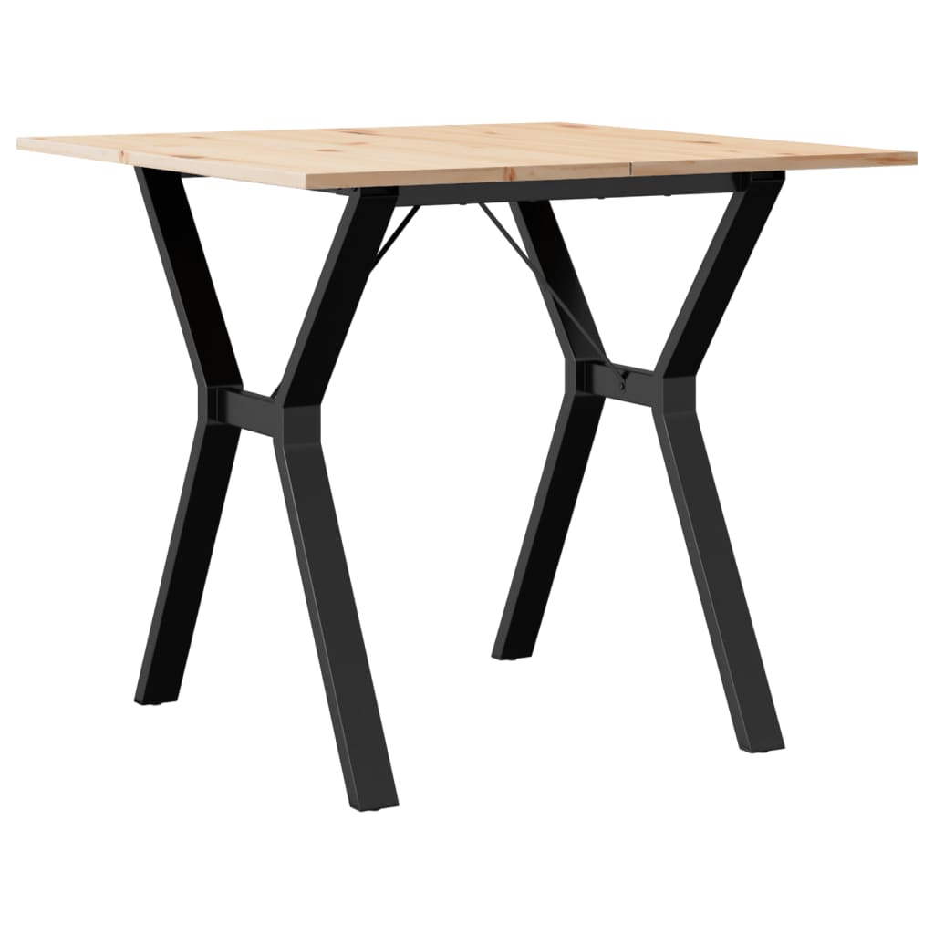 vidaXL Table à manger cadre en Y 90x90x75 cm bois de pin massif fonte