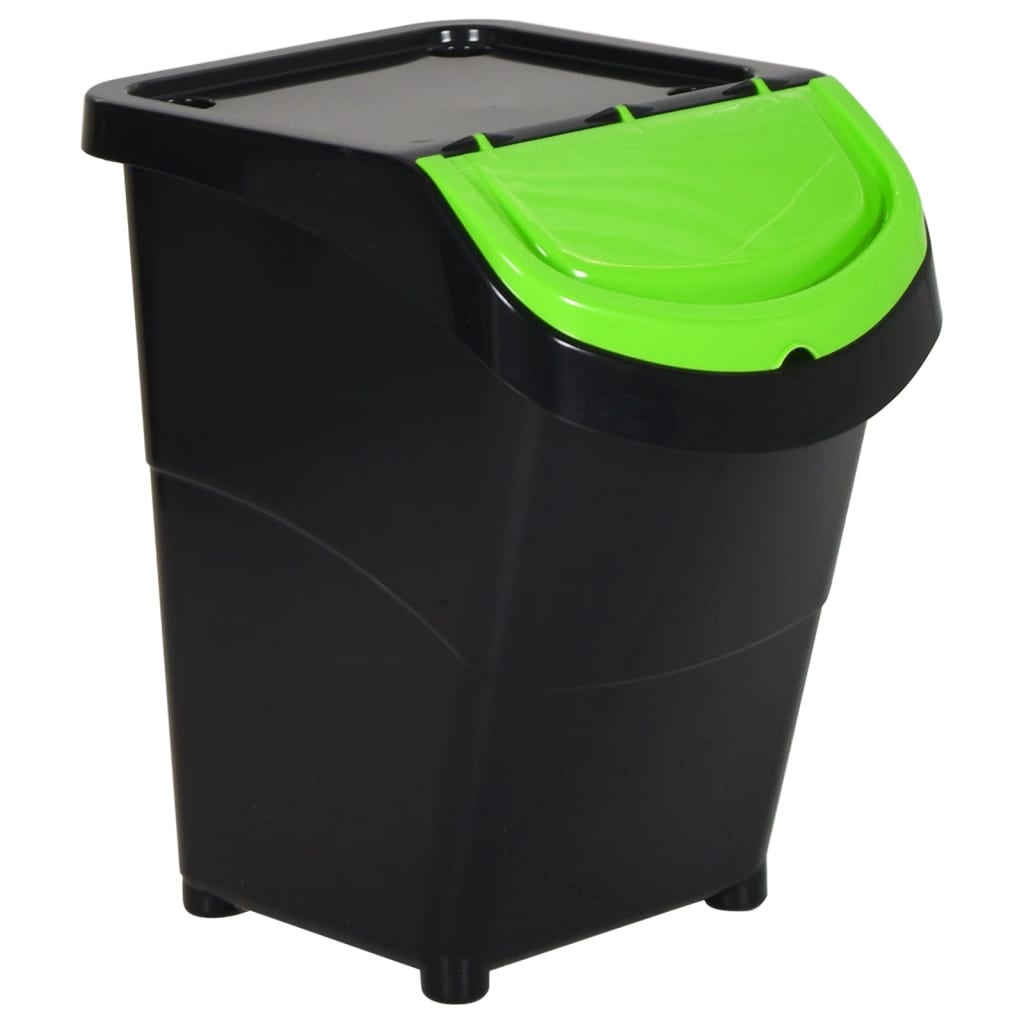 vidaXL Poubelles empilables avec couvercles 3 pcs noir PP 120 L