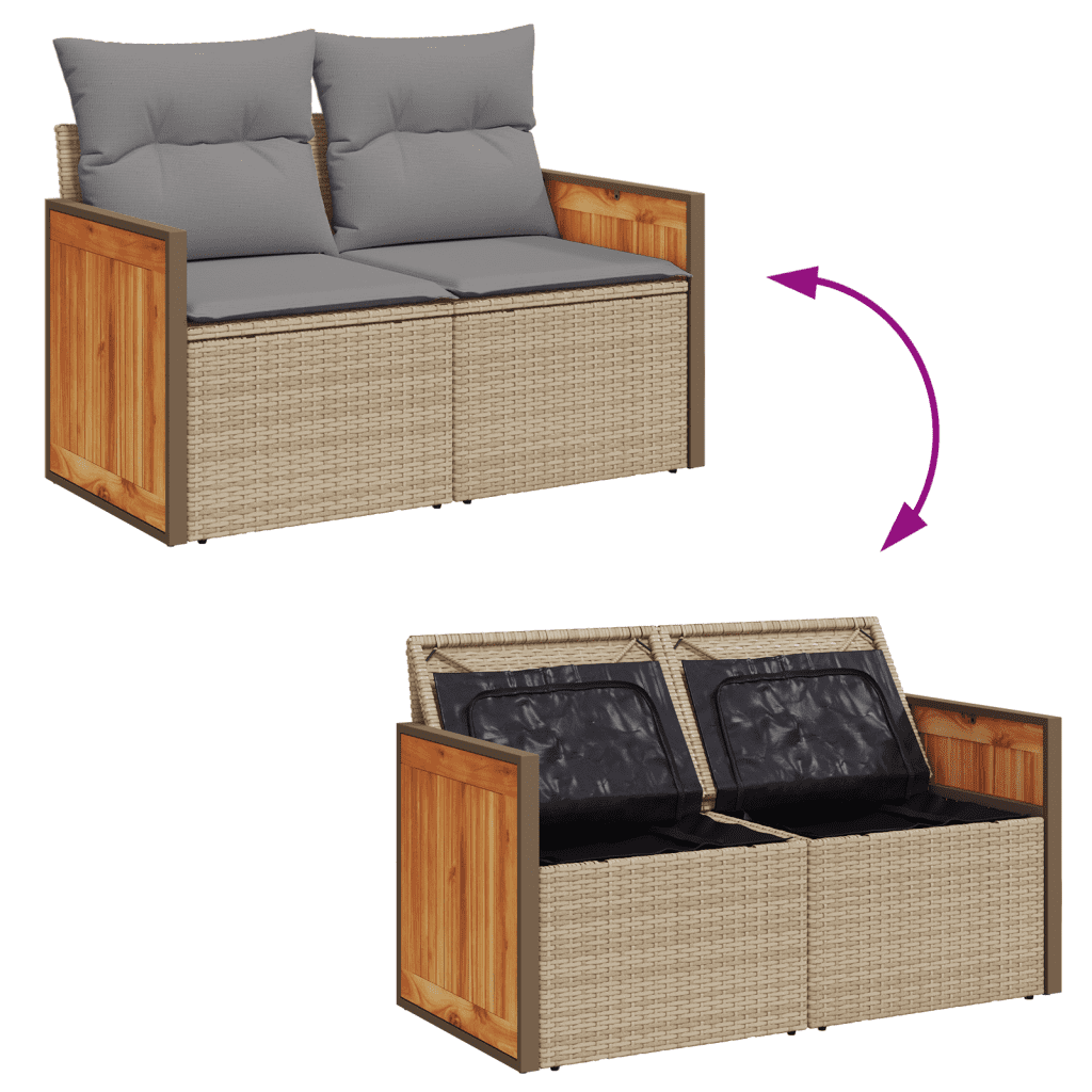 vidaXL Salon de jardin avec coussins 6 pcs beige résine tressée