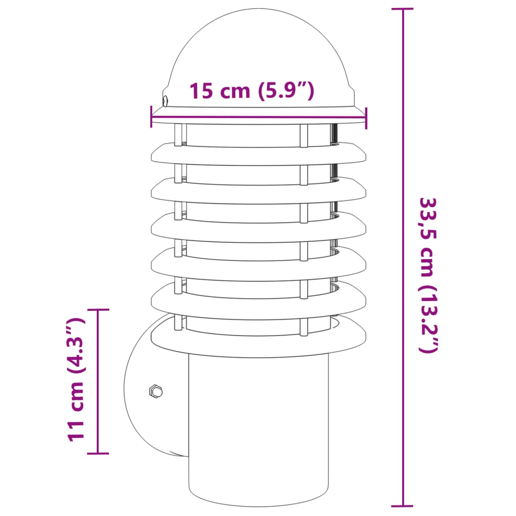 vidaXL Applique murale d'extérieur argenté acier inoxydable