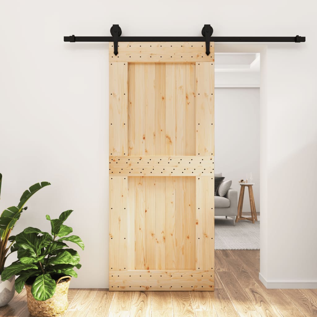 vidaXL Porte coulissante et kit de quincaillerie 90x210 cm pin massif