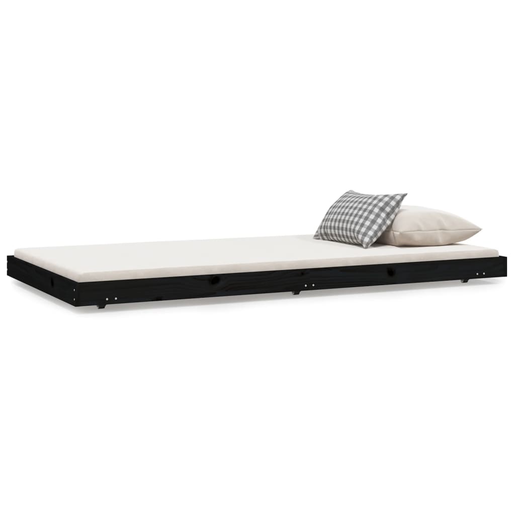 vidaXL Cadre de lit sans matelas noir 100x200 cm bois massif de pin