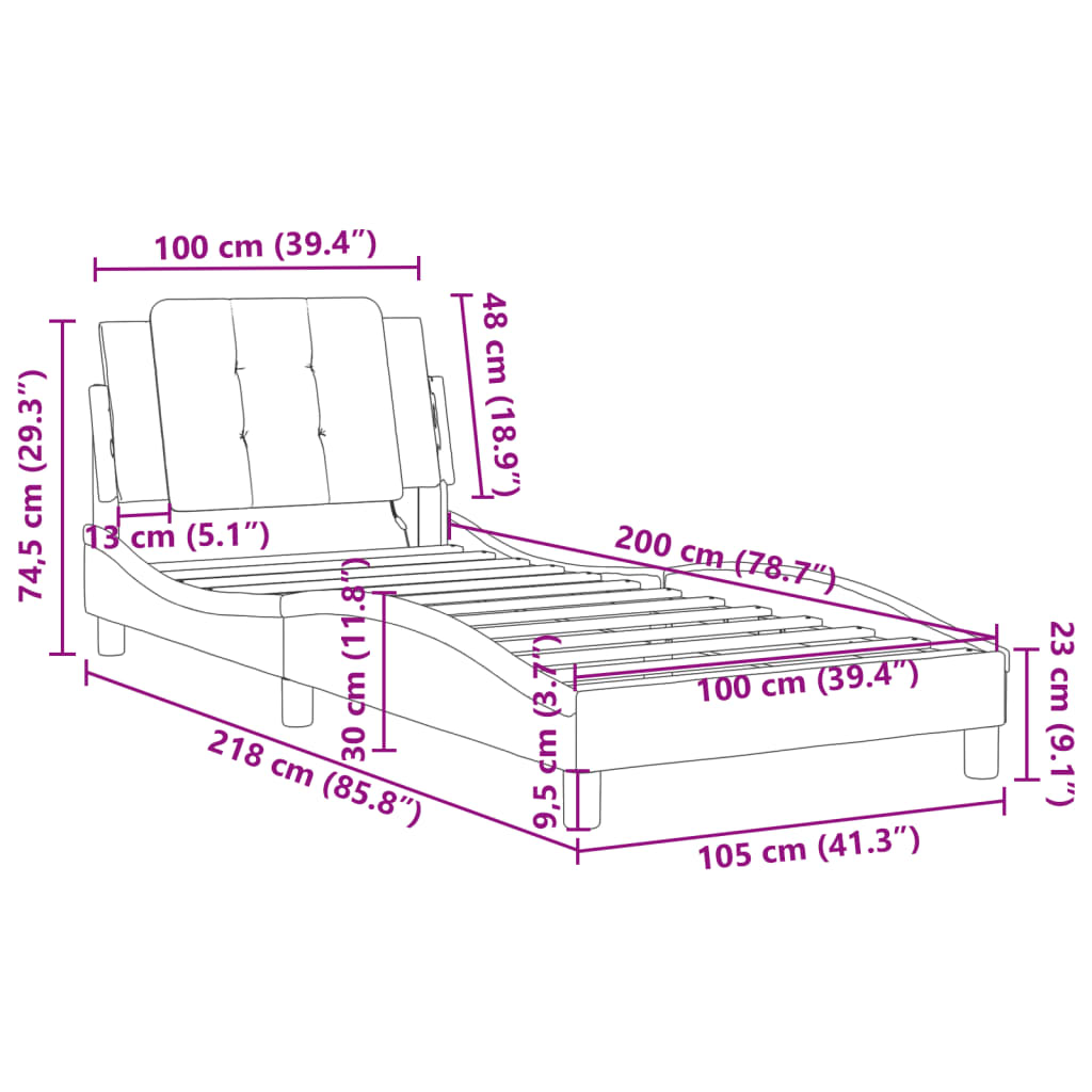 vidaXL Cadre de lit sans matelas noir 100x200 cm similicuir