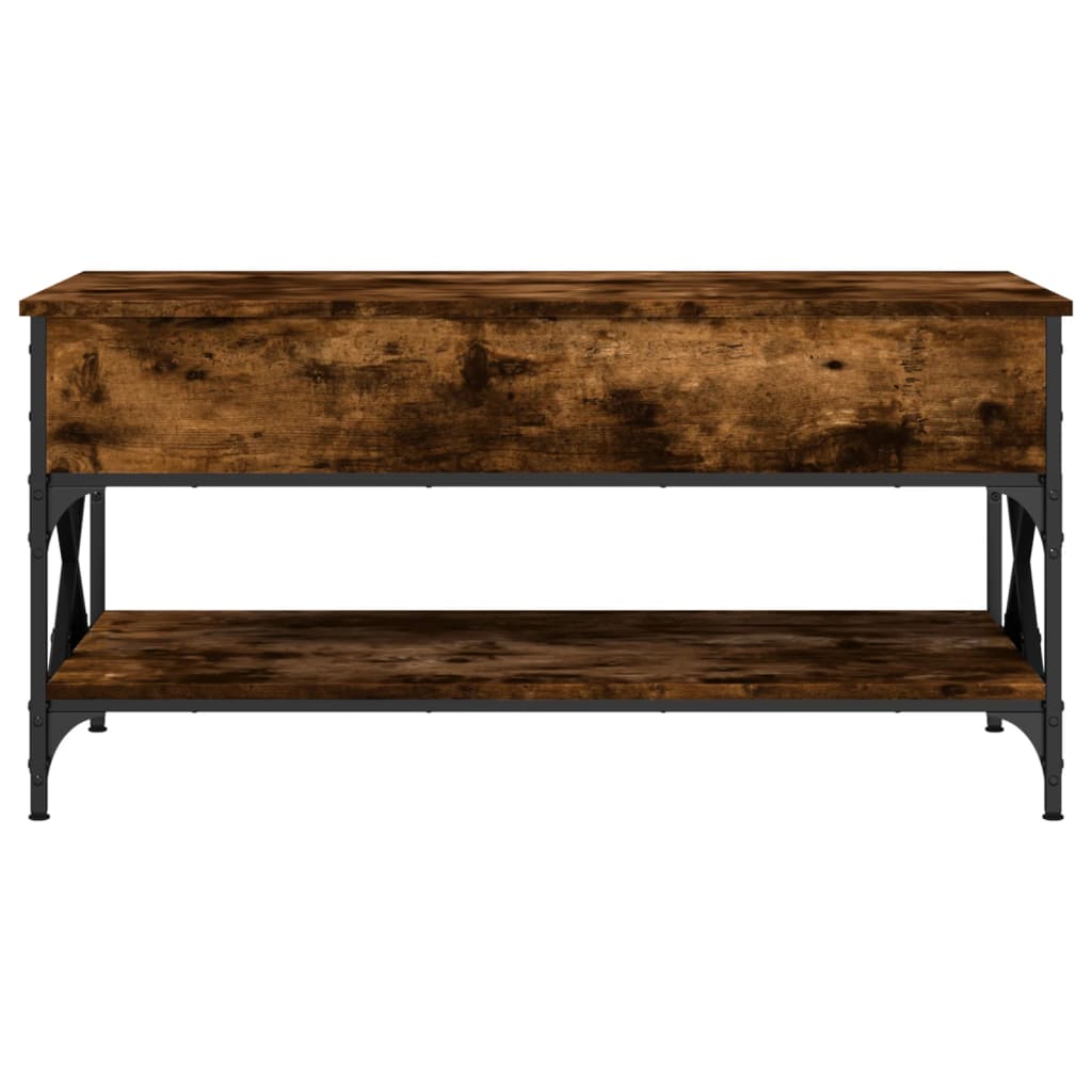 vidaXL Table basse chêne fumé 100x50x50 cm bois d'ingénierie et métal