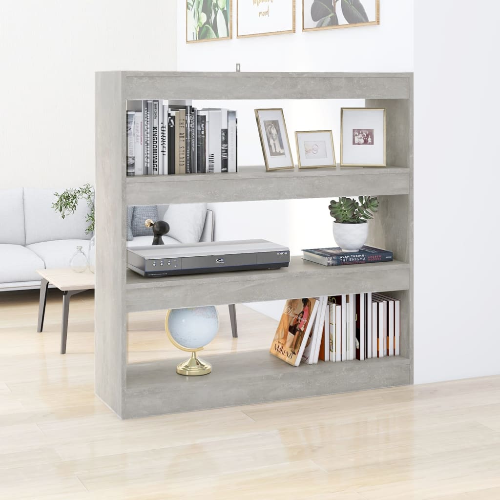 vidaXL Bibliothèque/Séparateur de pièce Gris béton 100x30x103 cm