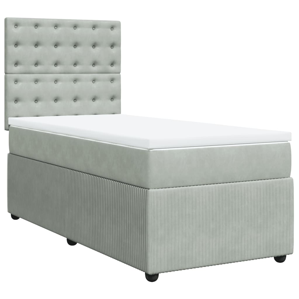 vidaXL Sommier à lattes de lit et matelas Gris clair 90x200 cm Velours