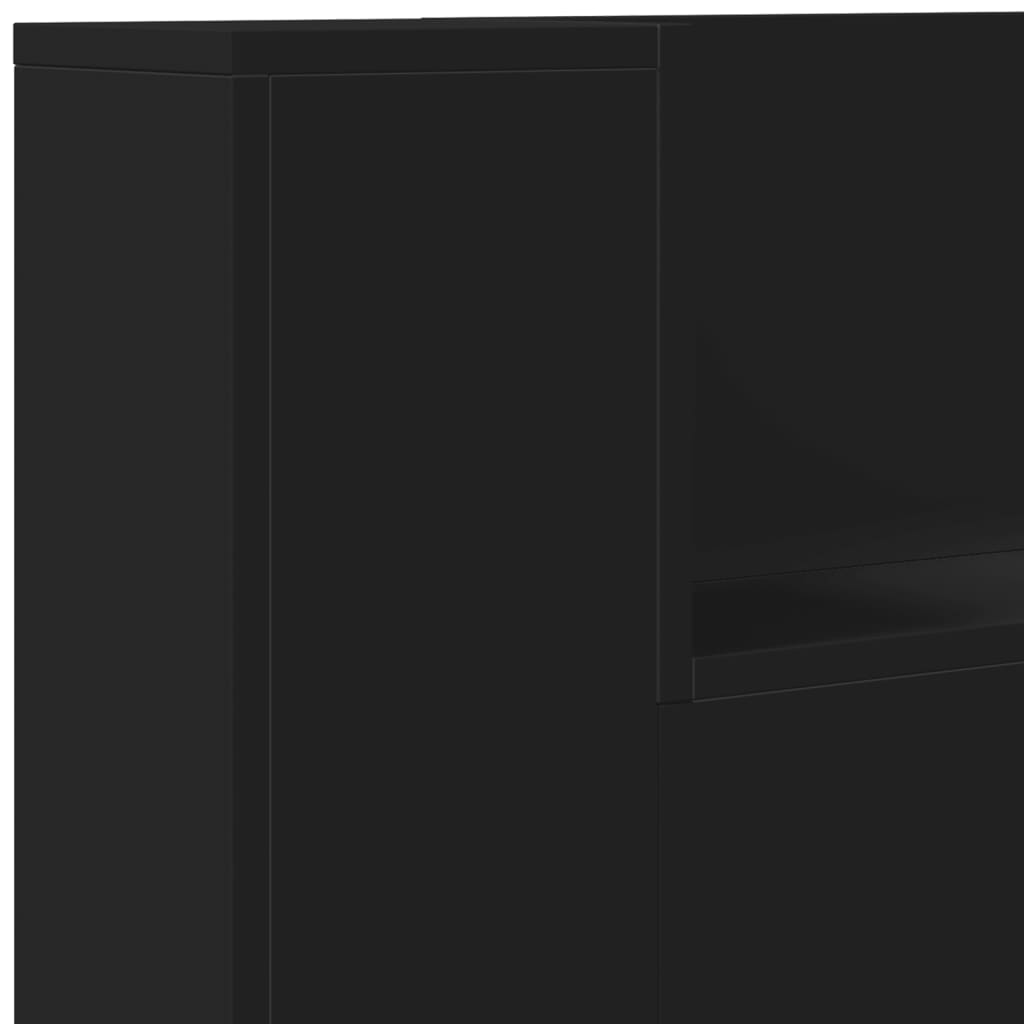 vidaXL Armoire tête de lit avec LED noir 180x16,5x103,5 cm